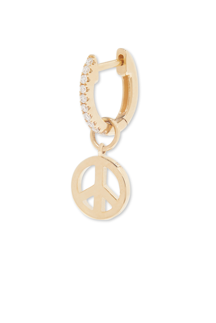 Peace Symbol Diamond Single Dangly Earring